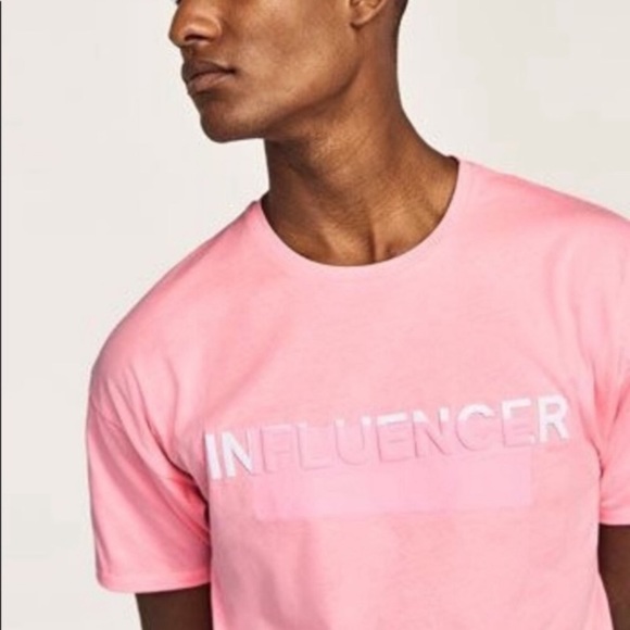 Zara Other - Zara Man Influencer T-Shirt Pink 3D Lettering